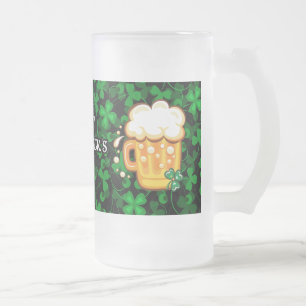 Taza De Cristal Esmerilado Feliz Día de San Patricio 1 Mug
