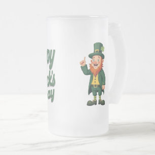 Taza De Cristal Esmerilado Feliz día de San Patricio, adorable duende