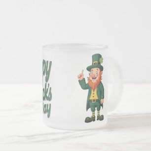 Taza De Cristal Esmerilado Feliz día de San Patricio adorable duende