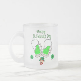 Taza De Cristal Esmerilado Feliz día de San Patricio Duende