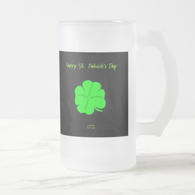 Taza De Cristal Esmerilado Feliz Día de San Patricio Gran Mug de Vidrio Rocid (Derecha)