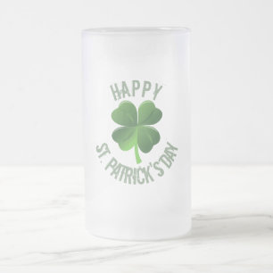 Taza De Cristal Esmerilado Feliz Día de San Patricio Mug