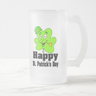 Taza De Cristal Esmerilado Feliz Día de San Patricio Mug