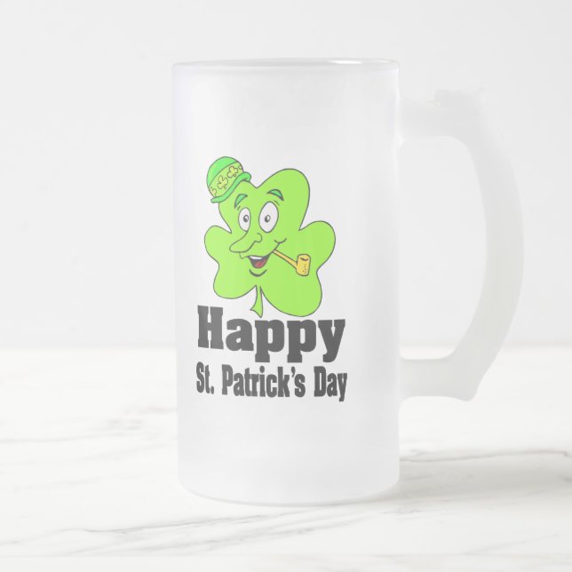 Taza De Cristal Esmerilado Feliz Día de San Patricio Mug (Derecha)