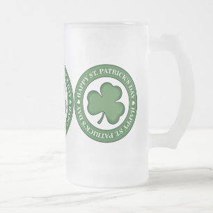 Taza De Cristal Esmerilado Feliz Día de San Patrón