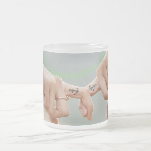 Taza De Cristal Esmerilado Feliz Día de San Valentín Mug (Centro)