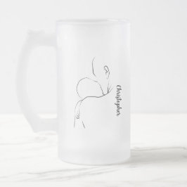 Taza De Cristal Esmerilado Feliz Día del Padre, Baby and Dad Line Art Mug