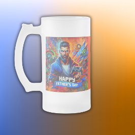 Taza De Cristal Esmerilado Feliz Día del Padre Papi Gamer |