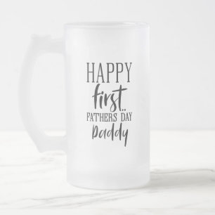 Taza De Cristal Esmerilado Feliz Día del Primer Padre arte verbal