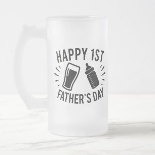 Taza De Cristal Esmerilado Feliz Día del Primer Padre arte verbal