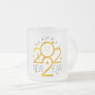 Taza De Cristal Esmerilado Feliz diseño de Año Nuevo 2022 con estrella de o