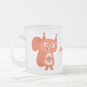 Taza De Cristal Esmerilado Feliz ilustracion de personalizado de ardilla roja
