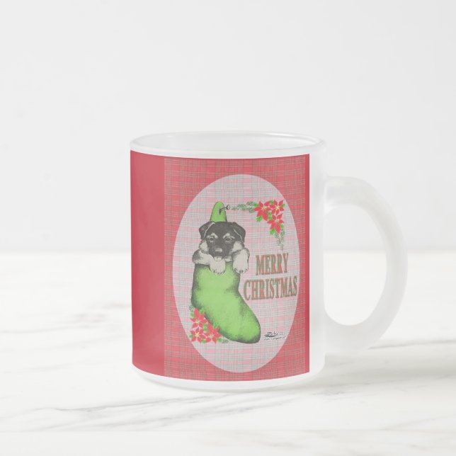 Taza De Cristal Esmerilado Feliz Navidad (Derecha)