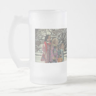 Taza De Cristal Esmerilado Feliz navidad agregar texto de foto personalizado 