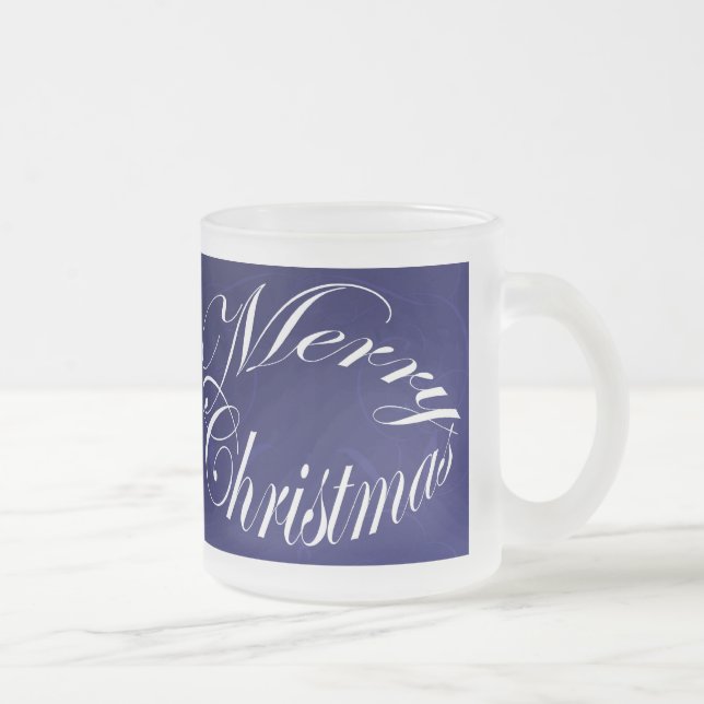 Taza De Cristal Esmerilado Feliz Navidad Blue Holiday Glass Mug Set (Derecha)