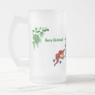 Taza De Cristal Esmerilado ¡Feliz Navidad! Cachorro con bell y ball
