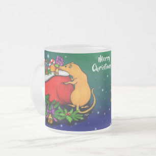 Taza De Cristal Esmerilado Feliz Navidad con el príncipe rata