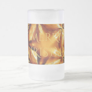 Taza De Cristal Esmerilado Feliz Navidad Copper Gold Shiny Star