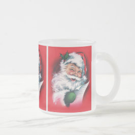 Taza De Cristal Esmerilado Feliz Navidad, cosecha, retro, Santa Claus, feliz 