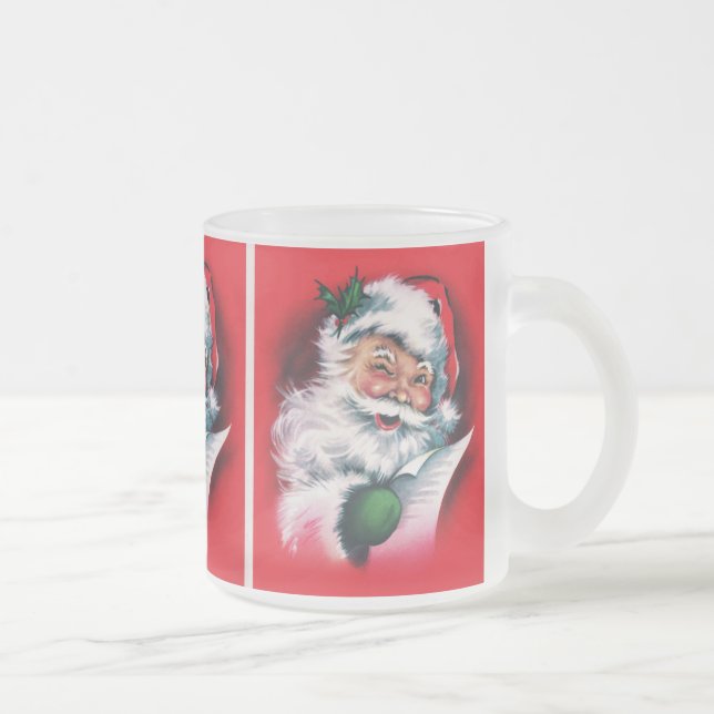 Taza De Cristal Esmerilado Feliz Navidad, cosecha, retro, Santa Claus, feliz  (Derecha)
