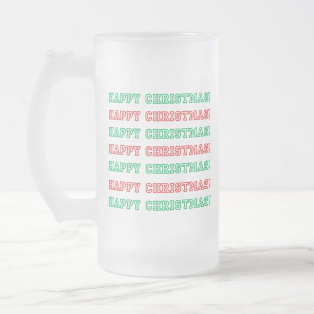 Taza De Cristal Esmerilado Feliz Navidad en blanco (Izquierda)