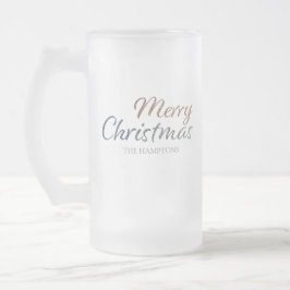 Taza De Cristal Esmerilado Feliz Navidad Faux Silver y Gold Purpurina Persona