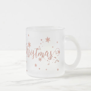 Taza De Cristal Esmerilado Feliz Navidad Frotado Rosa Rosa Gold