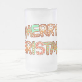 Taza De Cristal Esmerilado Feliz Navidad Gingerbread Typografía