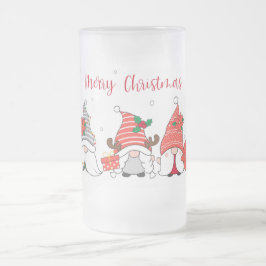 Taza De Cristal Esmerilado Feliz Navidad Gnomes