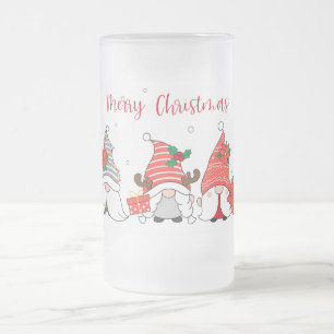 Taza De Cristal Esmerilado Feliz Navidad Gnomes