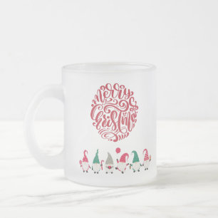 Taza De Cristal Esmerilado Feliz Navidad gnomes