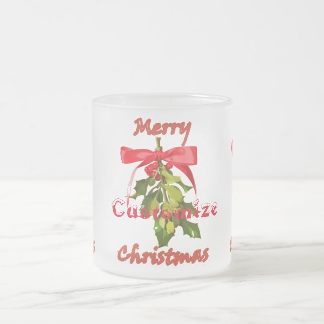 Taza De Cristal Esmerilado feliz navidad mistletoe (Centro)