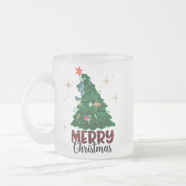 Taza De Cristal Esmerilado Feliz Navidad Mug (Izquierda)