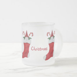 Taza De Cristal Esmerilado Feliz Navidad Navidades de Gnome Stocking Holcking