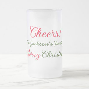 Taza De Cristal Esmerilado feliz navidad saludos agregar nombre de familia te