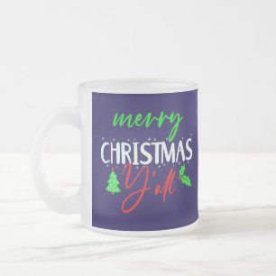 Taza De Cristal Esmerilado Feliz Navidad Y'all-85217