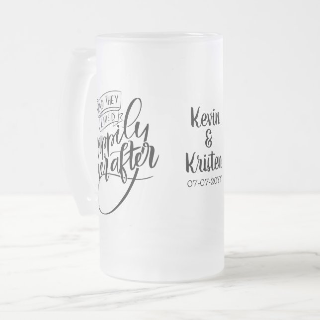 Taza De Cristal Esmerilado Feliz Nunca Después Del Boda (Anverso izquierdo)