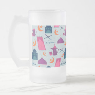 Taza De Cristal Esmerilado Feliz patrón de Ramadán