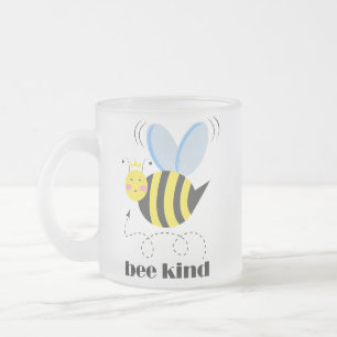 Taza De Cristal Esmerilado Feliz princesa de abejas con corona y lema Bee Kin