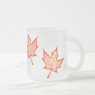 Taza De Cristal Esmerilado Fiery Leaves
