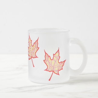 Taza De Cristal Esmerilado Fiery Leaves