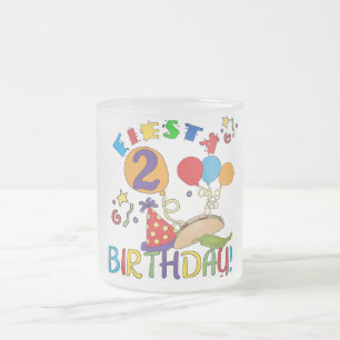 Taza De Cristal Esmerilado Fiesta 2º cumpleaños T camisetas y regalos