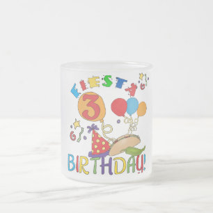 Taza De Cristal Esmerilado Fiesta 3er cumpleaños camisetas y regalos