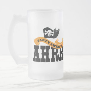 Taza De Cristal Esmerilado Fiesta Aweigh - Arrr - Habla como un Día del Pirat