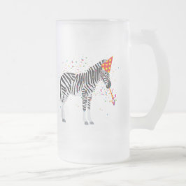 Taza De Cristal Esmerilado Fiesta de cebra - Animales con Fiesta