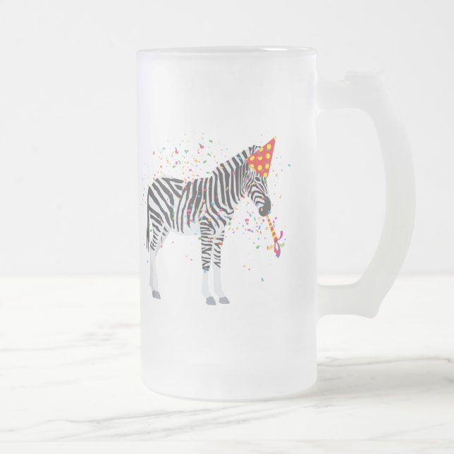 Taza De Cristal Esmerilado Fiesta de cebra - Animales con Fiesta (Derecha)