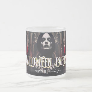 Taza De Cristal Esmerilado Fiesta de Halloween – Invitación Oscura Gótica