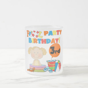 Taza De Cristal Esmerilado Fiesta de la piscina camisetas de cumpleaños y reg
