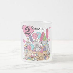 Taza De Cristal Esmerilado Fiesta Kittens Camisetas y Regalos de 2º Cumpleaño