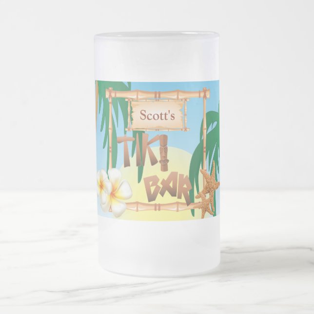 Taza De Cristal Esmerilado Fiesta personalizado de bar tiki (Centro)